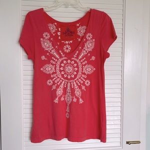 Johnny Was orange short sleeve tshirt.